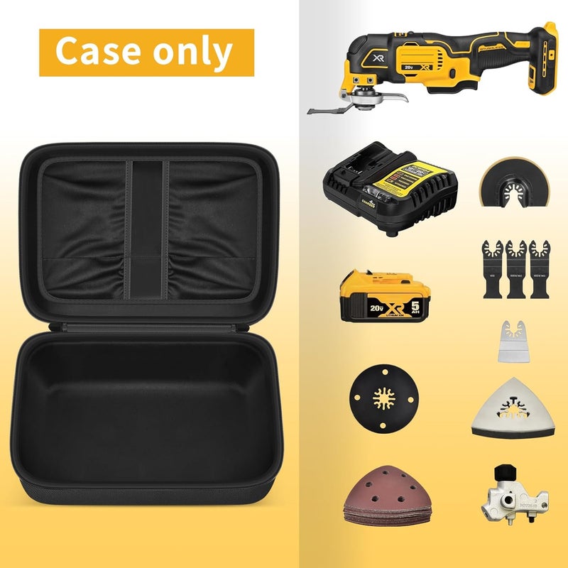 PAIYULE حقيبة متوافقة مع أداة DEWALT متعددة الاستخدامات 20V MAX XR DCS354B/ DCS356B، صندوق تخزين كبير يناسب بطارية وشاحن DEWALT 20V MAX XR، والشفرات، وألواح الصنفرة والإكسسوارات (صندوق فقط) - Image 2